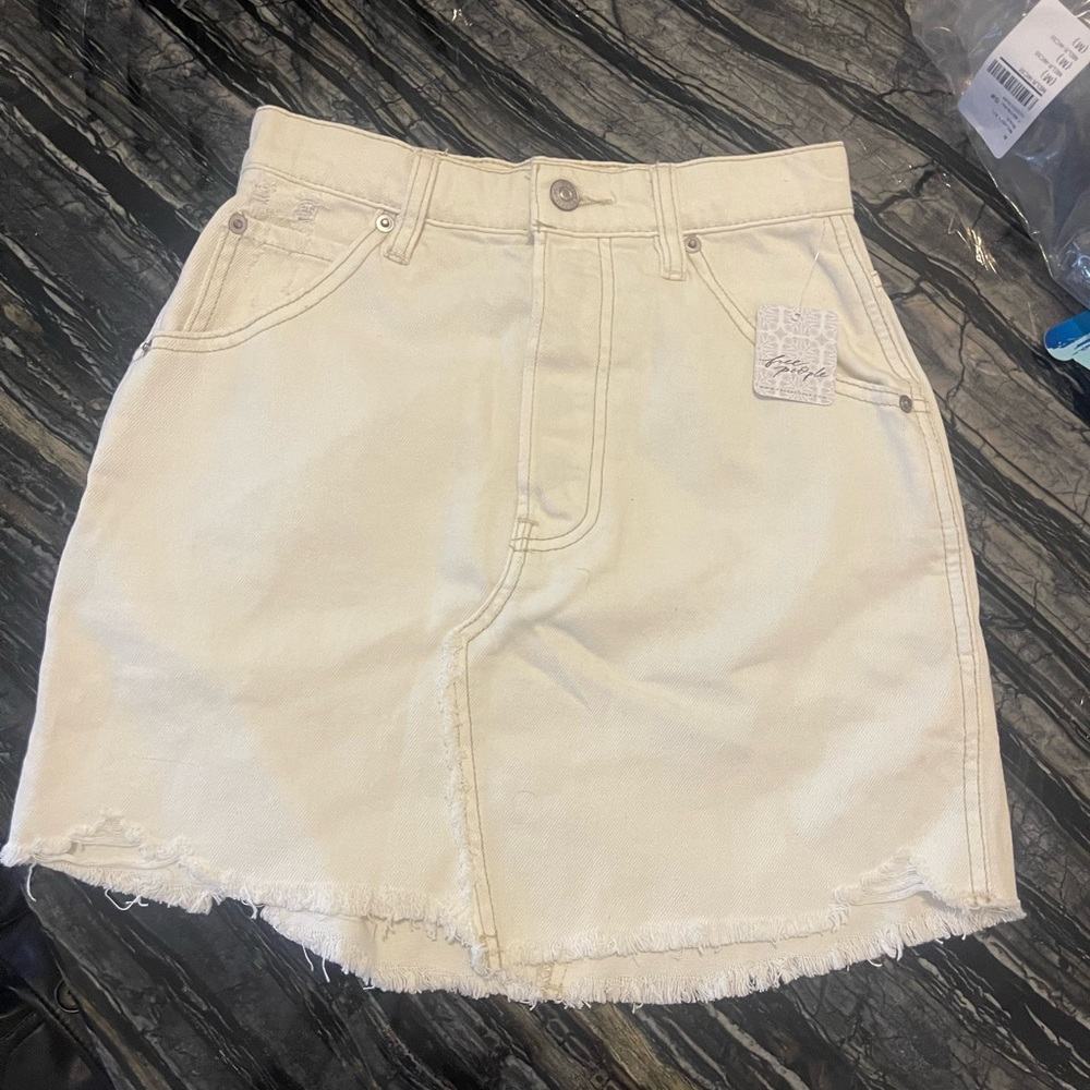 Free People Brea Cutoff Skirt White 24 NWT